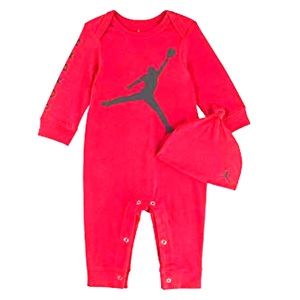 Jordan long sleeve romper red (24 months w/hat)